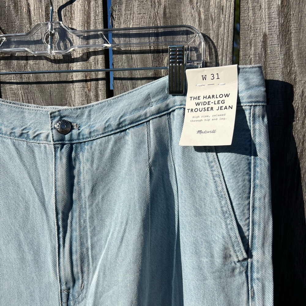 NWT: Madewell: The Harlow Wide Leg Denim Trouser Jean in Noll Wash: Size 31 - Picture 2 of 4